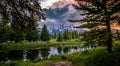 Sunset Reflections on the Grand Teton Range from Schwabacher Landing Royalty Free Stock Photo