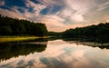 Sunset reflections at Lake Marburg, Codorus State Park, Pennsylvania. Royalty Free Stock Photo