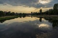 Sunset Reflections on the Maritsa River in Plovdiv Royalty Free Stock Photo