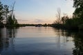 Sunset and reflections over the Chippewa Flowage in the Northwoods Royalty Free Stock Photo