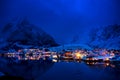 sunset in Reine Village, Lofoten Islands