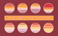 Sunset retro shirt collection vector design set Royalty Free Stock Photo