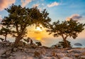 Sunset on Rhodes island seen from Monolithos castle, Greece Royalty Free Stock Photo