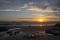 Sunset on Rhosneigr beach, Anglesey, Wales Royalty Free Stock Photo