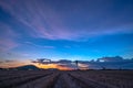 Dry rice field at sunset Royalty Free Stock Photo