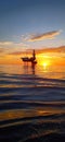 Sunset at rig offshore