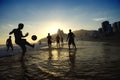 Sunset Rio Carioca Brazilians Playing Altinho Beach Football