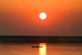 Sunset at river Ayeyarwady near Mandalay Royalty Free Stock Photo