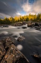 Sunset at the river bank near Geilo Royalty Free Stock Photo