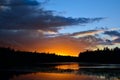 Sunset on the river Chirko-Kem. Karelia, Russia