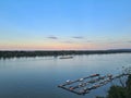 Sunset on river dunav in Zemun