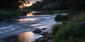 Sunset River Flow Long Exposure Landscape Photography, River, Nature landscape photography, long exposure Royalty Free Stock Photo