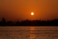 Sunset on the river Nile in Egypt Royalty Free Stock Photo
