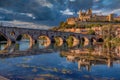 Sunset on the River Orb at the city of Beziers Royalty Free Stock Photo