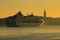 Sunset on river Tejo (Lisbon) Royalty Free Stock Photo