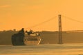 Sunset on river Tejo (Lisbon) Royalty Free Stock Photo