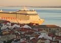 Sunset on river Tejo (Lisbon) Royalty Free Stock Photo
