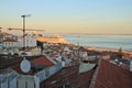 Sunset on river Tejo (Lisbon) Royalty Free Stock Photo