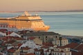 Sunset on river Tejo (Lisbon) Royalty Free Stock Photo