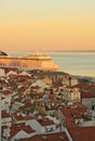 Sunset on river Tejo (Lisbon) Royalty Free Stock Photo