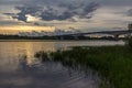 Sunset on the river Volkhov, Kirishi, Leningrad oblast ,Russia