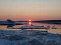 The beautiful sunset on the Yenisei River. Royalty Free Stock Photo