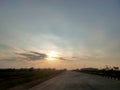 Sunset and roads in the evening
