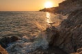 Sunset at Roca Grossa beach Royalty Free Stock Photo
