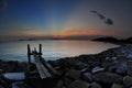 Sunset at rocky beach Royalty Free Stock Photo