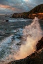 Sunset at a Rocky Beach, Northern California Coast Royalty Free Stock Photo