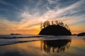 Sunset at a Rocky Beach, Northern California Coast Royalty Free Stock Photo