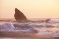 Sunset at rocky coastline of Adraga beach