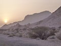 Sunset at rocky desert