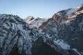 Sunset in rocky mountains of Austrian Alps in Mieming, Tyrol, Austria Royalty Free Stock Photo