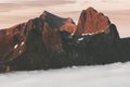 Sunset rocky mountains landscape in Norway