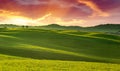 Sunset on rolling hills Royalty Free Stock Photo