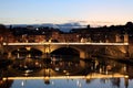 Sunset at Rome, at bridge Ponte Vittorio Emanuele II