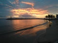 Sunset On Rompeolas Beach In Aquadillia Puerto Rico USA Royalty Free Stock Photo