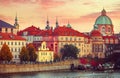 Sunset roof house old city autumn Prague Royalty Free Stock Photo