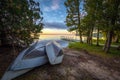 Sunset With Rowboats On Northern Michigan Lake