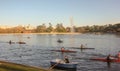 sunset rowing in a lake in Madrid