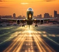 Sunset Runway - airplane with sunset in the background