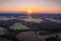 Sunset in rural area of Masovia region, Poland Royalty Free Stock Photo