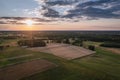 Sunset in rural area of Masovia region, Poland Royalty Free Stock Photo