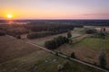 Sunset in rural area of Masovia region, Poland Royalty Free Stock Photo