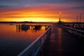 Sunset at Russell, New Zealand wharf