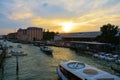 Sunset and S. Lucia train station, Venice, Italy