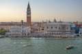 Sunset Venice`s view,Piazza San Marco and the Doges Palace in Venice, Italy, Europe Royalty Free Stock Photo