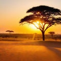 Sunset safari in tranquil wilderness landscape