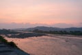 Sunset on the Sagae River Royalty Free Stock Photo